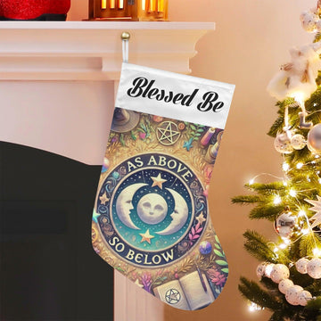 Blessed Be Wicca Sun Moon Pagan Christmas Stocking for Yule Decorations-MoonChildWorld