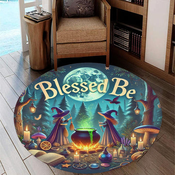 Blessed Be Witch Round Rug for Halloween Home Decor-MoonChildWorld