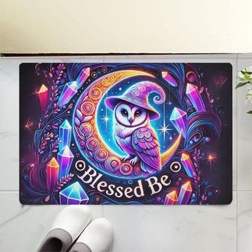 Blessed Be Witchy Owl Doormat Wicca Doormat for Pagan Home Decor-MoonChildWorld
