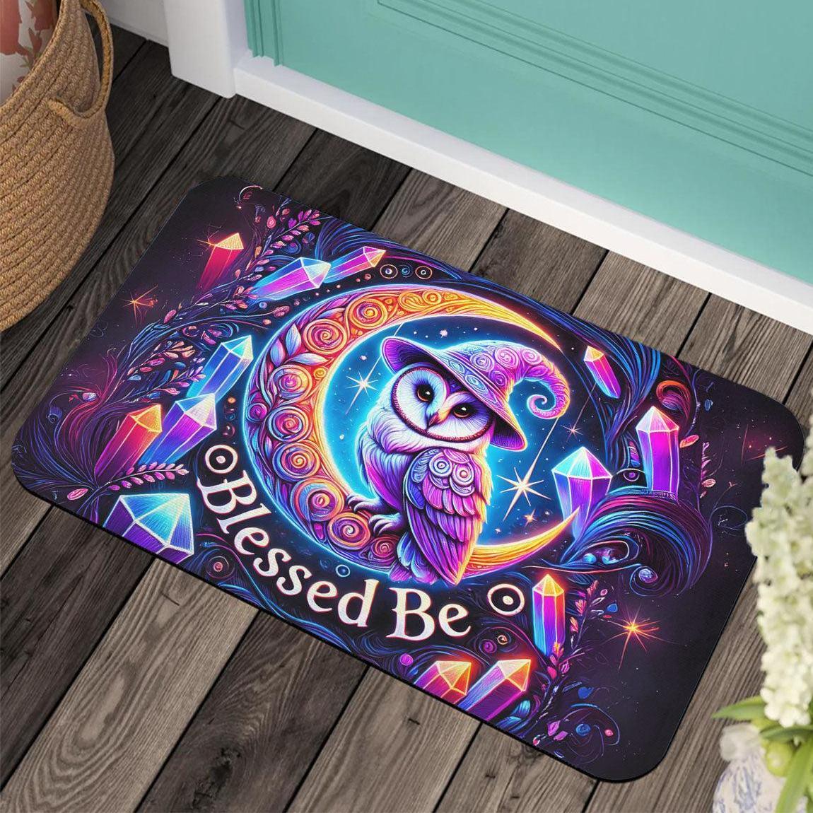 Blessed Be Witchy Owl Doormat Wicca Doormat for Pagan Home Decor-MoonChildWorld