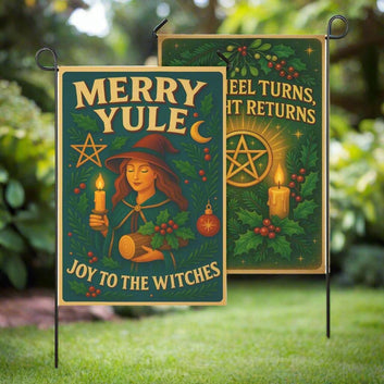 Blessed Yule Wicca Garden Flag and House Flag for Pagan Yule Home Decor