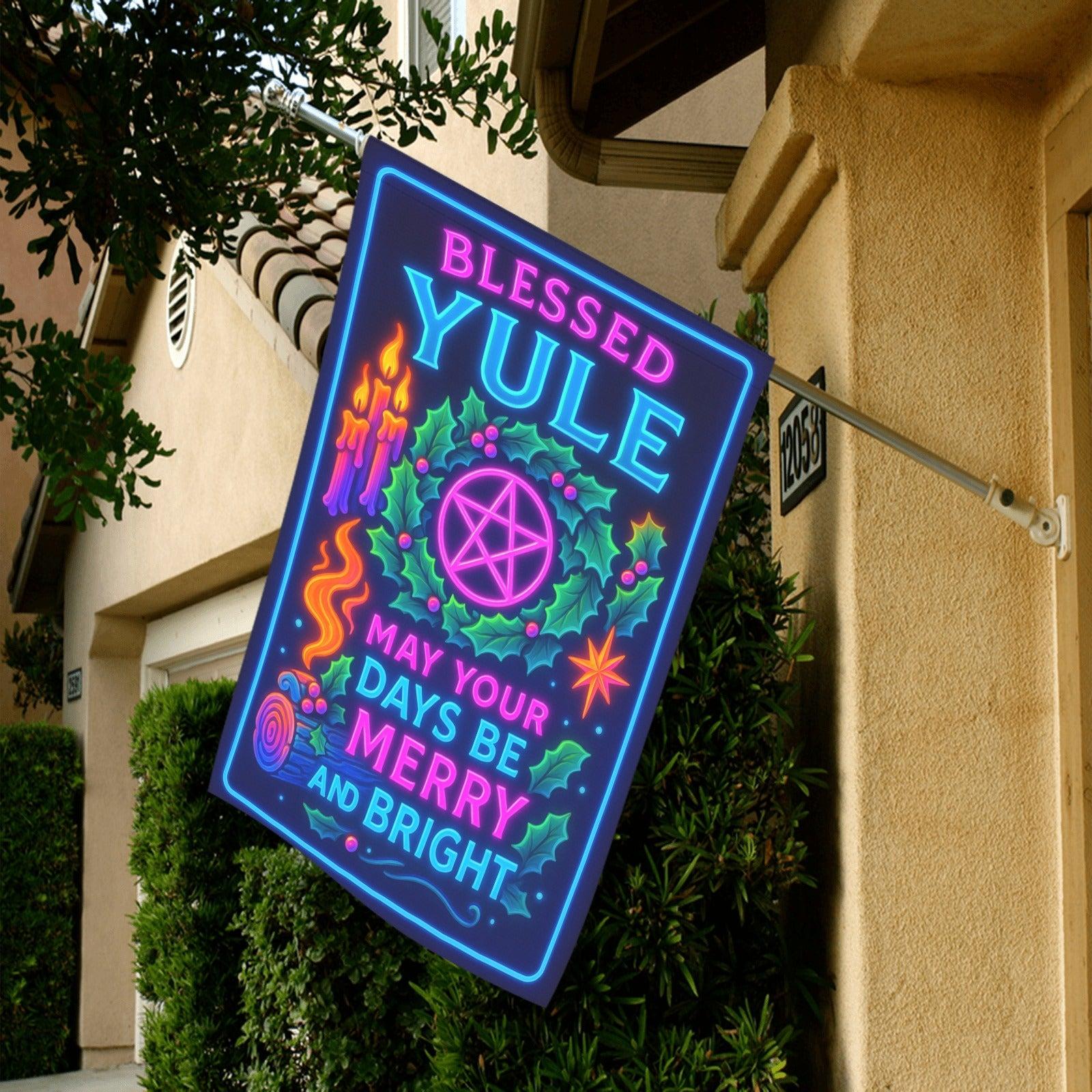 Blessed Yule Wicca Garden Flag and House Flag for Pagan Yule Home Decor-MoonChildWorld