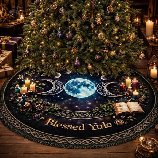 Moon Phases Yule Tree Skirt – Pagan Witch Gothic Decor_mockup_1.webp