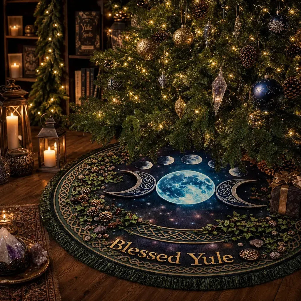 Moon Phases Yule Tree Skirt – Pagan Witch Gothic Decor_mockup_3.webp