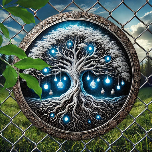 Blue Tree Of Life Mandala Wall Art Tree Of Life Metal Sign Pagan Decor-MoonChildWorld
