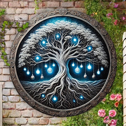 Blue Tree Of Life Mandala Wall Art Tree Of Life Metal Sign Pagan Decor-MoonChildWorld