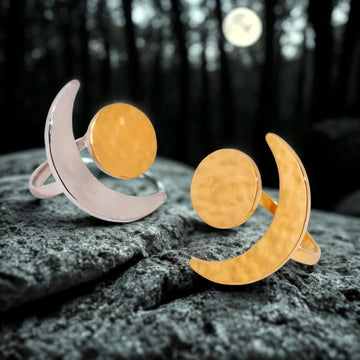 Bohemian Celestial Moon Sun Ring Wicca Moon Ring Pagan Jewelry-MoonChildWorld