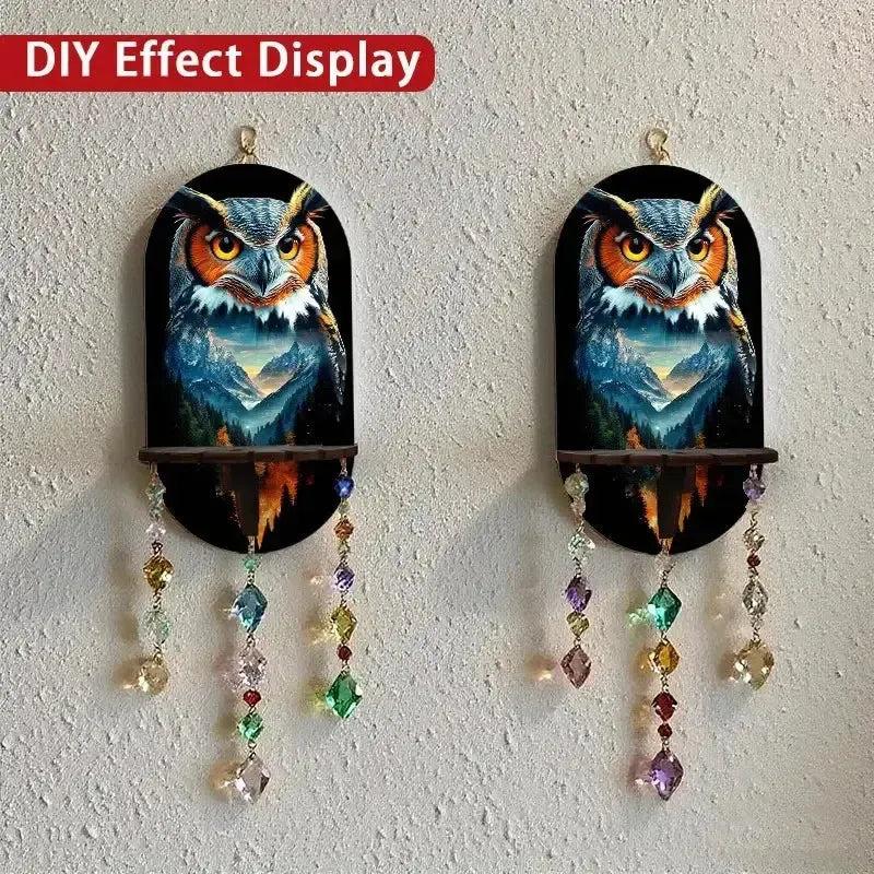 Bohemian Owl Display Stand - Mystical Owl Floating Shelves Witchy Decorative Wall Shelf-MoonChildWorld