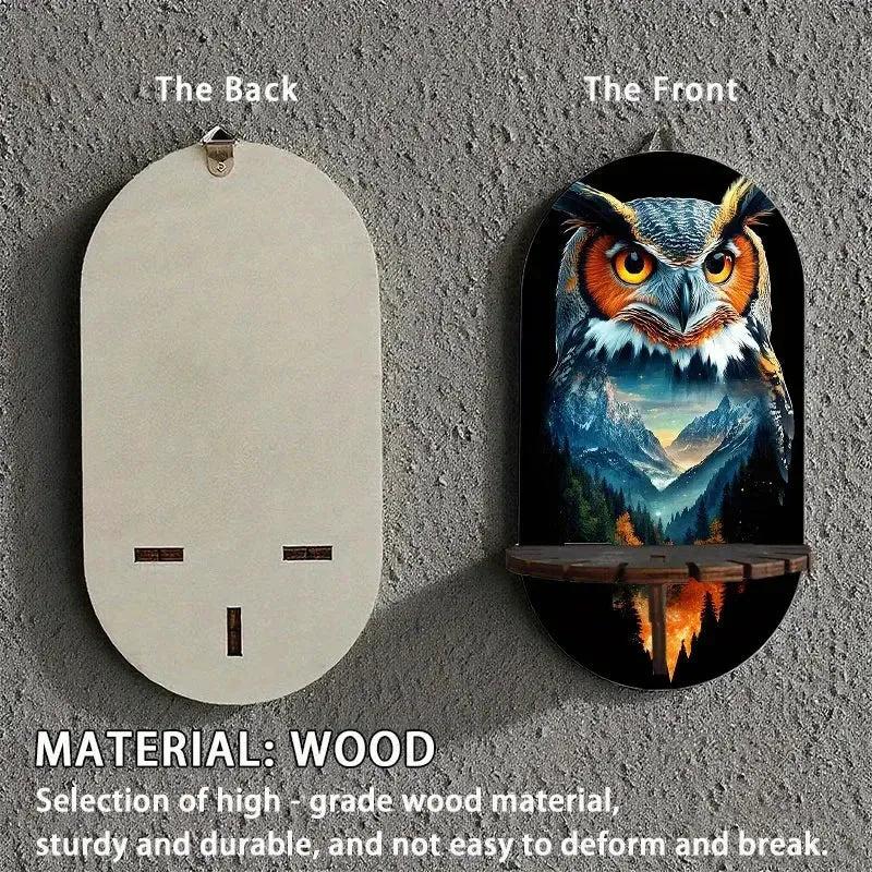 Bohemian Owl Display Stand - Mystical Owl Floating Shelves Witchy Decorative Wall Shelf-MoonChildWorld