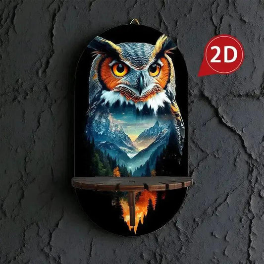 Bohemian Owl Display Stand - Mystical Owl Floating Shelves Witchy Decorative Wall Shelf-MoonChildWorld