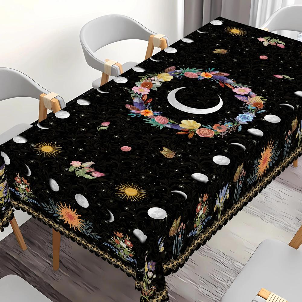 Bohemian Style Moon Phases Tablecloth Wicca Pagan Home Decor-MoonChildWorld