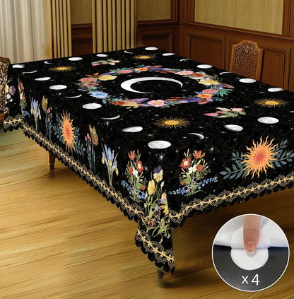 Bohemian Style Moon Phases Tablecloth Wicca Pagan Home Decor-MoonChildWorld