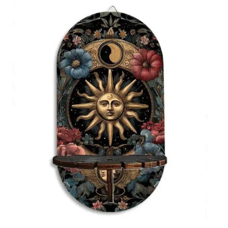 Bohemian Sun Goddess Floating Shelves Pagan Altar Decor - Celestial Decorative Wall Shelf for Crystals, Candles-MoonChildWorld