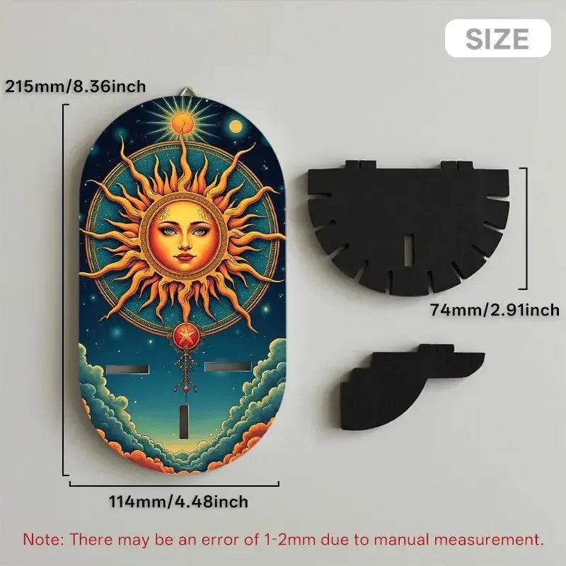 Bohemian Sun Goddess Wall Shelf for Crystals & Candles – Wooden Wicca Floating Shelf Pagan Altar Decor-MoonChildWorld