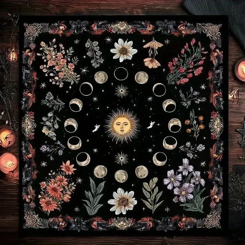 Bohemian Sun Moon Phases Wicca Altar Cloth - Witchy Tarot Tablecloth for Reading Divination Pagan Home Decor-MoonChildWorld
