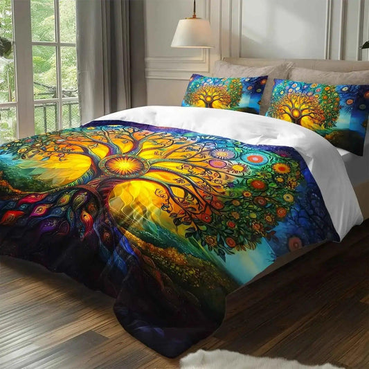 Bohemian Tree of Life Duvet Cover Set - Psychedelic Tree of Life Pagan Bedding Set-MoonChildWorld