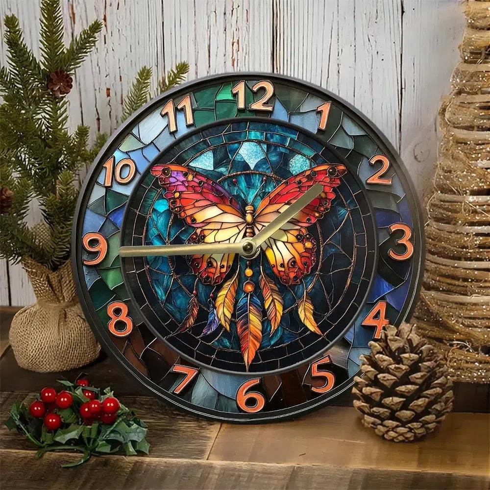 Boho Butterfly Wall Clock Mystic Butterfly Clock Home Decor-MoonChildWorld