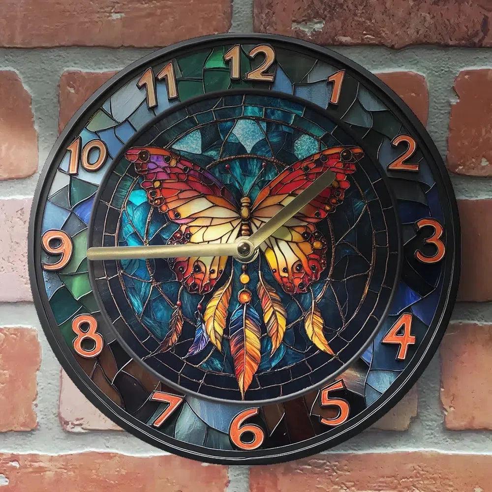 Boho Butterfly Wall Clock Mystic Butterfly Clock Home Decor-MoonChildWorld