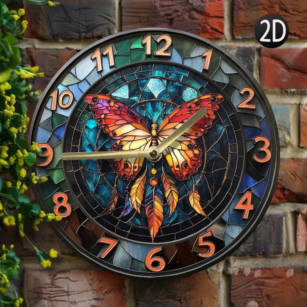 Boho Butterfly Wall Clock Mystic Butterfly Clock Home Decor-MoonChildWorld