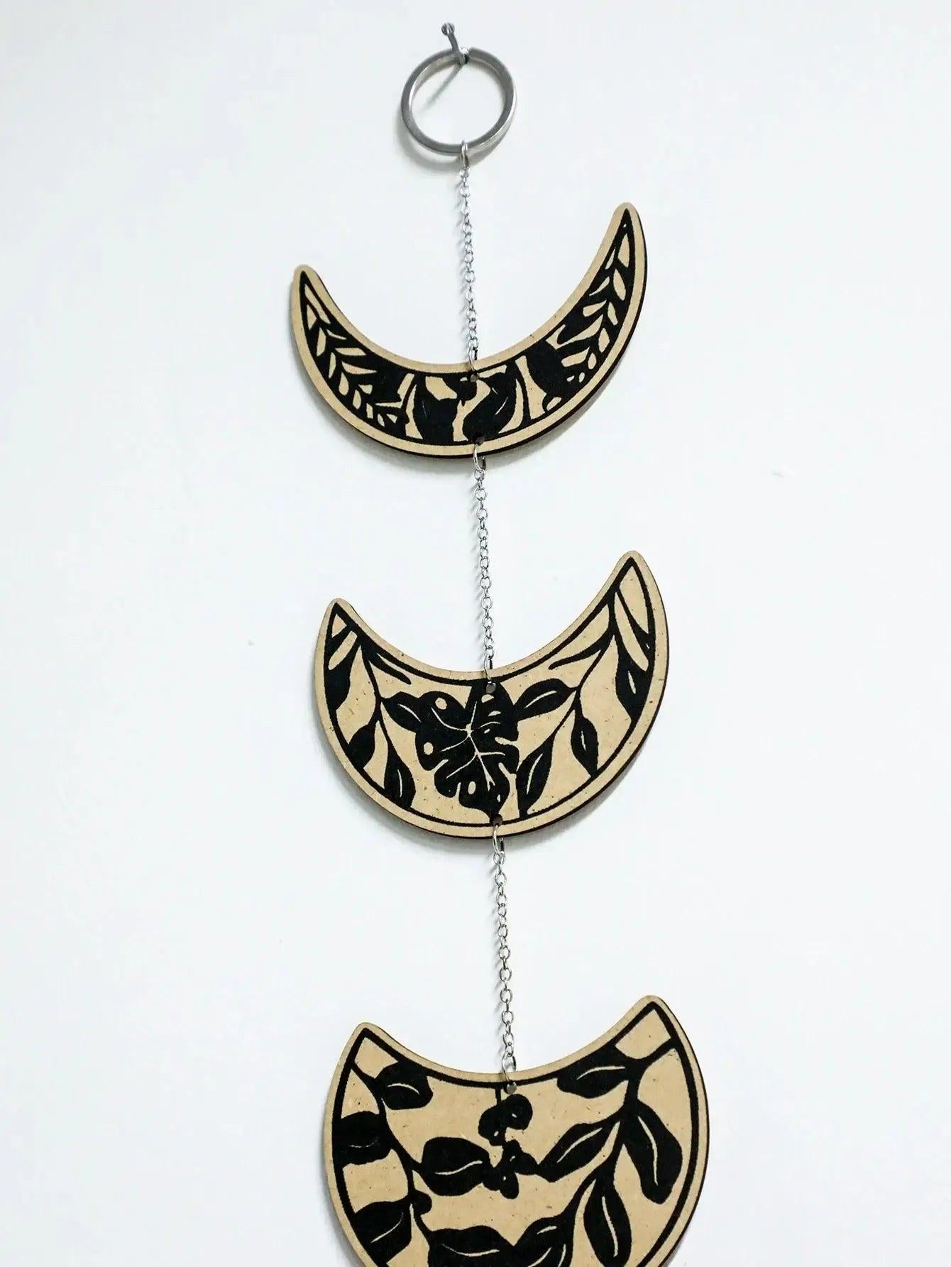 Boho Moon Phase Wall Hanging Decor Floral Pattern Moon Cycle Art Ornaments Wicca Home Decor-MoonChildWorld
