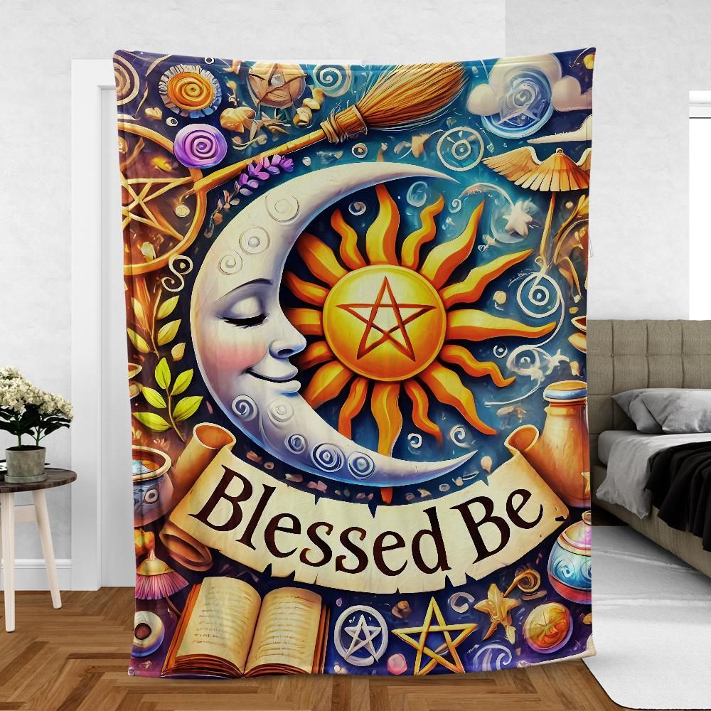 Boho Sun Moon Blanket – Mystic Hippie Throw for Meditation & Sacred Rituals-MoonChildWorld