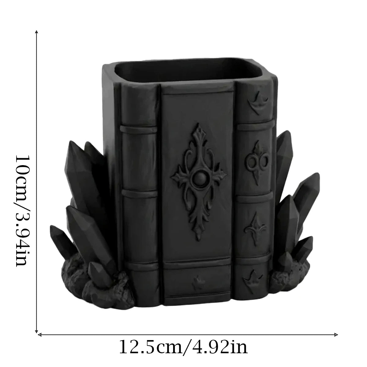 Book and Crystal Pen Holder Gothic Resin Desk Organizer-MoonChildWorld