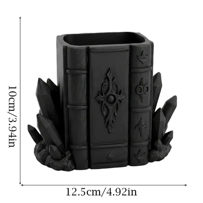 Book and Crystal Pen Holder Gothic Resin Desk Organizer-MoonChildWorld