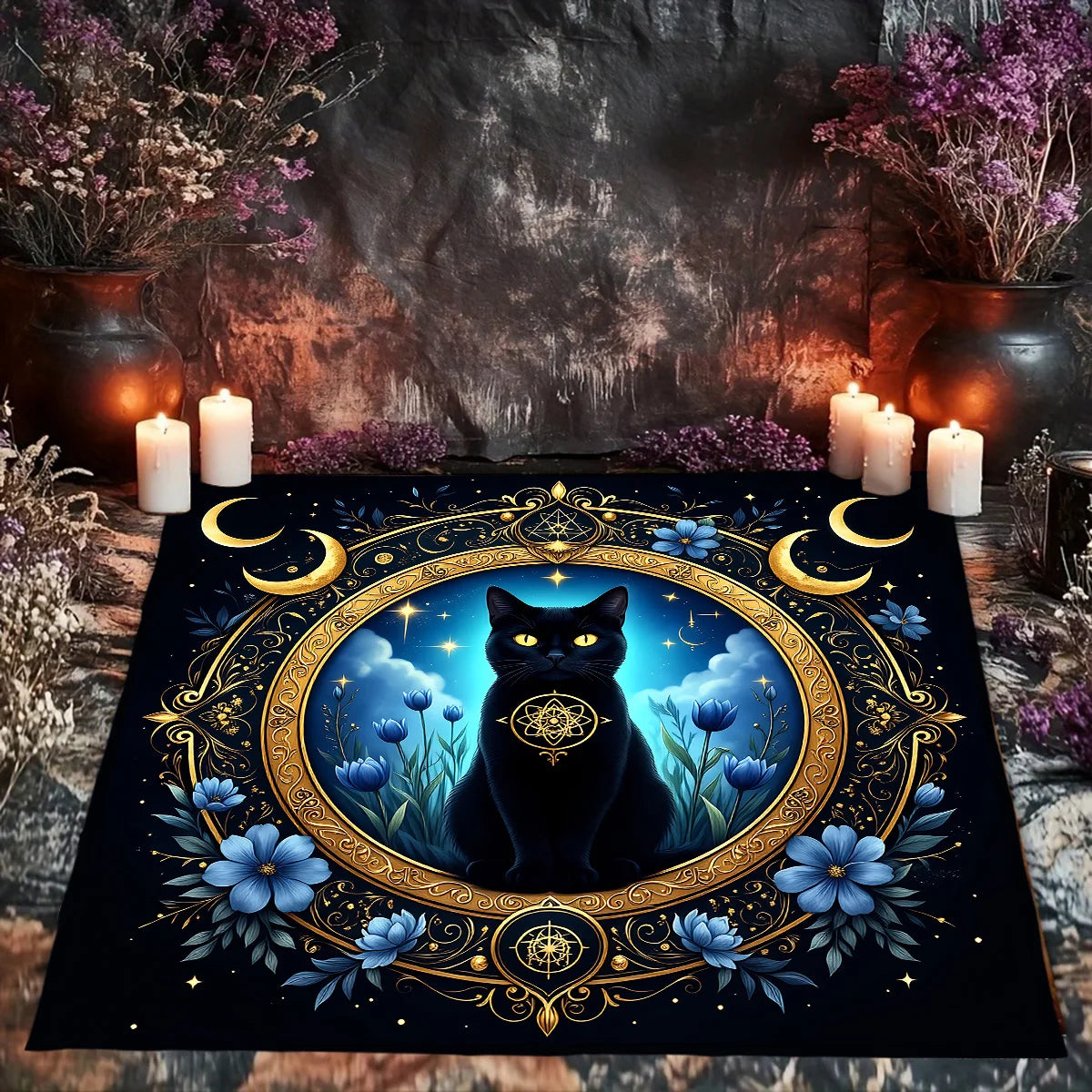 Botanical Moon Phase Celestial Tarot Altar Cloth-MoonChildWorld