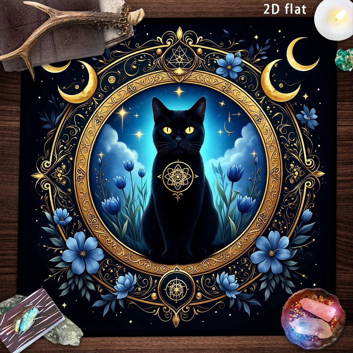 Botanical Moon Phase Celestial Tarot Altar Cloth-MoonChildWorld