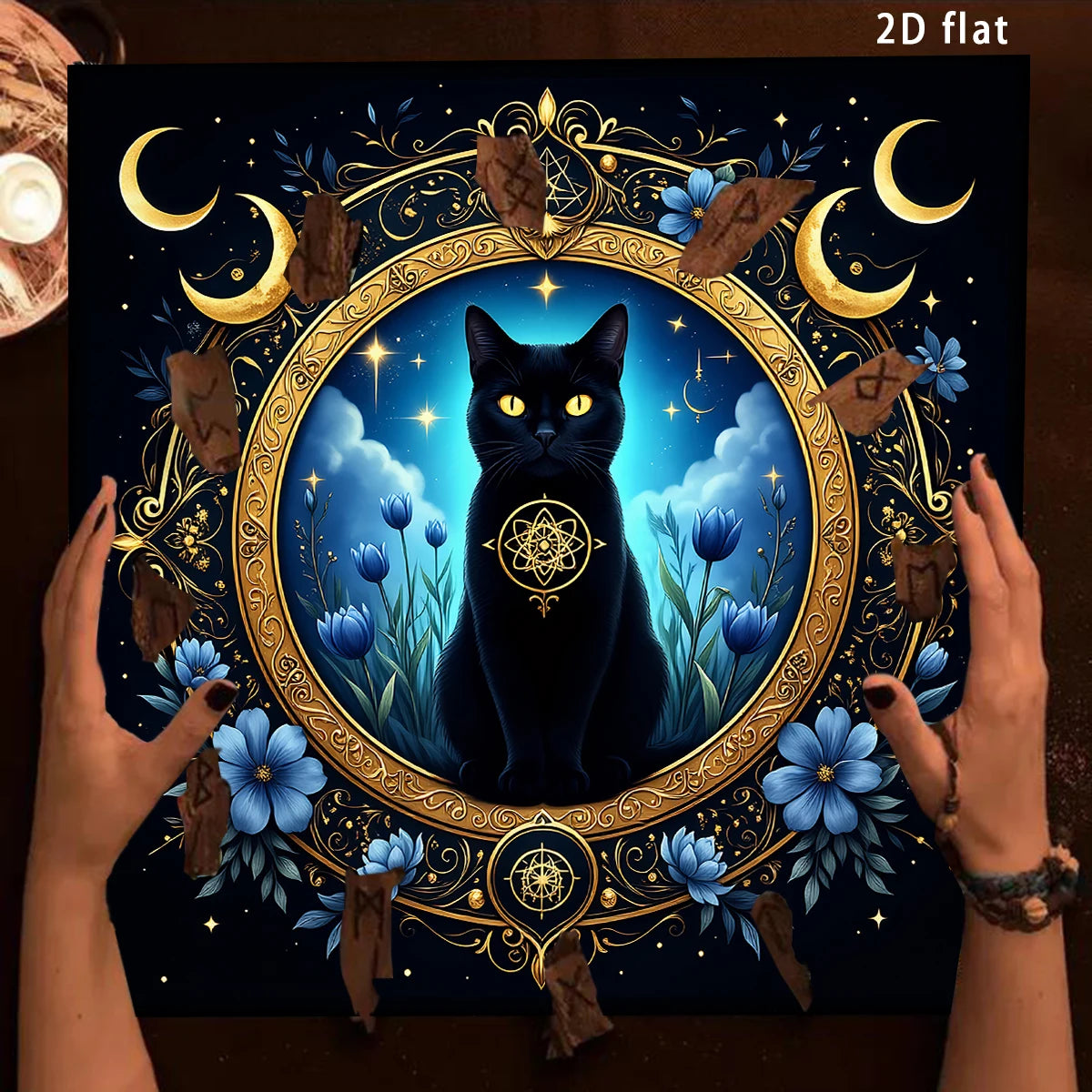 Botanical Moon Phase Celestial Tarot Altar Cloth-MoonChildWorld
