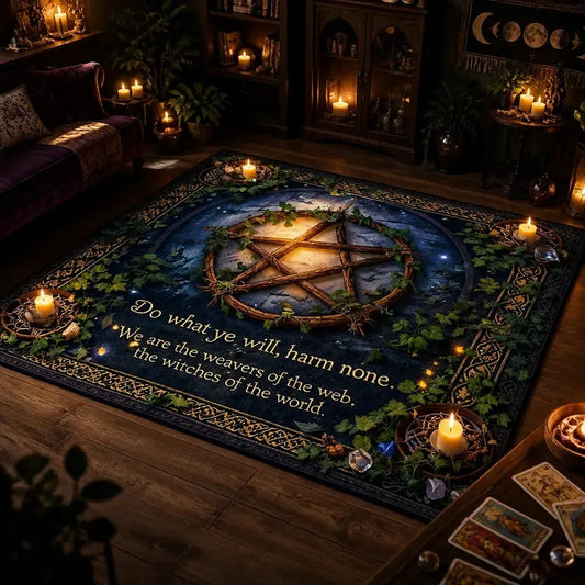 Element Pentagram Area Rug – Pentacle Wicca Pagan Carpet for Occult Decor_mockup_1.webp
