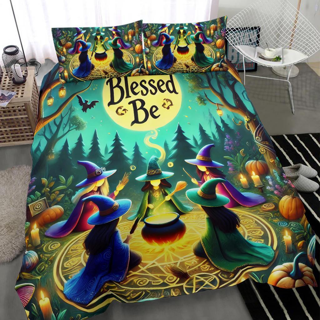 Brewing Witches Halloween Bedding Set Blessed Be Wicca Bedding Set-MoonChildWorld