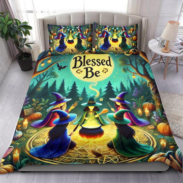Brewing Witches Halloween Bedding Set Blessed Be Wicca Bedding Set-MoonChildWorld