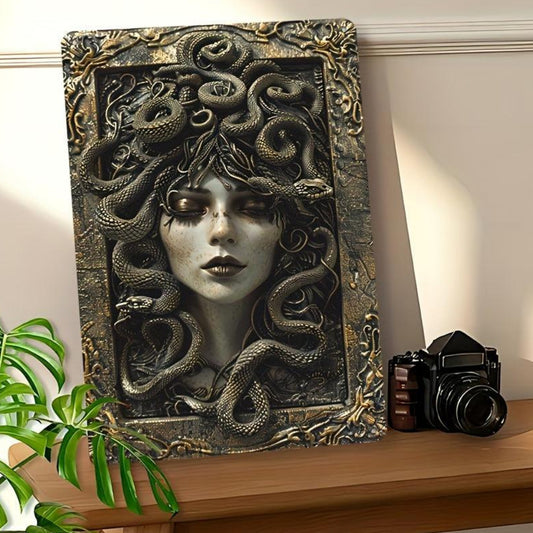 Vintage Medusa Aluminum Wall Sign Medusa Metal Sign Greek Mythology Decor-MoonChildWorld