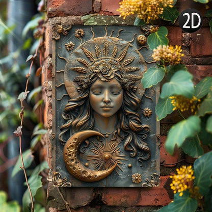 Celestial Goddess Metal Sign Sun Moon Goddess Wall Art Wicca Pagan Home Decor-MoonChildWorld