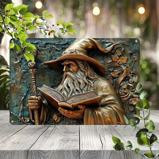 Enchanted Forest Wizard Wall Art Male Witch Home Decor Witchy Metal Sign-MoonChildWorld