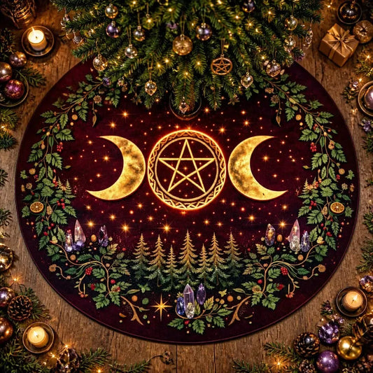 Moon Phases Triple Moon Yule Tree Skirt – Pagan Witchy Gothic Decor_mockup_1.webp