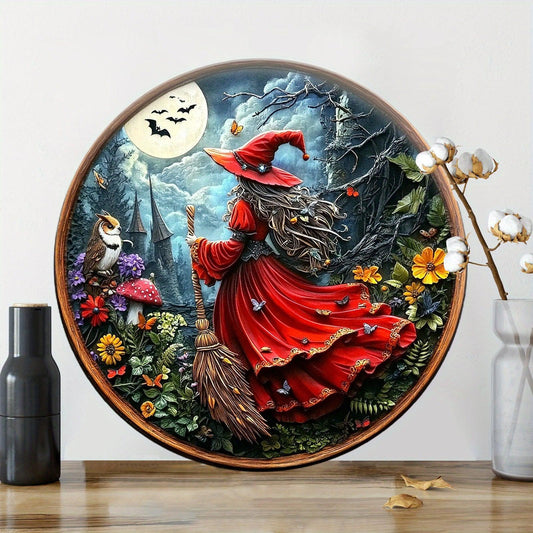 Christmas Witch Wall Art Wiccan Metal Sign for Pagan Yule Home Decorations-MoonChildWorld