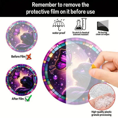 Butterfly Black Cat Suncatcher Magician Cat Window Decor Witchy Window Hanging-MoonChildWorld