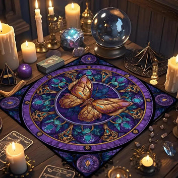 Butterfly Wicca Altar Cloth - Witchy Tarot Tablecloth for Reading Divination Pagan Home Decor-MoonChildWorld
