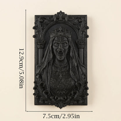Carved Screaming Queen Figure Wall Ornament – size and scale reference