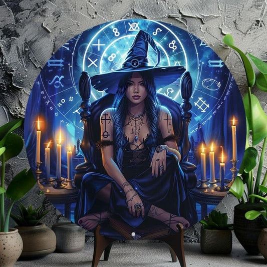 Spell Witch & Zodiac Wall Sign Wicca Metal Art Halloween Decor-MoonChildWorld