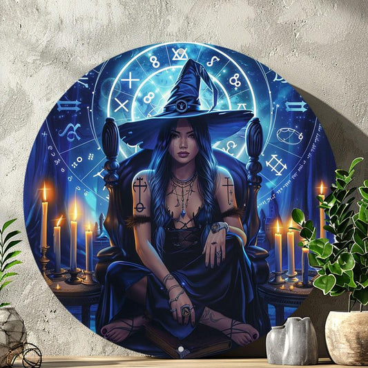 Spell Witch & Zodiac Wall Sign Wicca Metal Art Halloween Decor-MoonChildWorld
