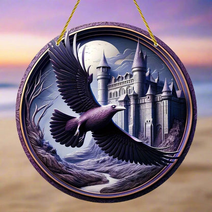 Castle and Raven Window Hanging Gothic Crow Suncatcher-MoonChildWorld
