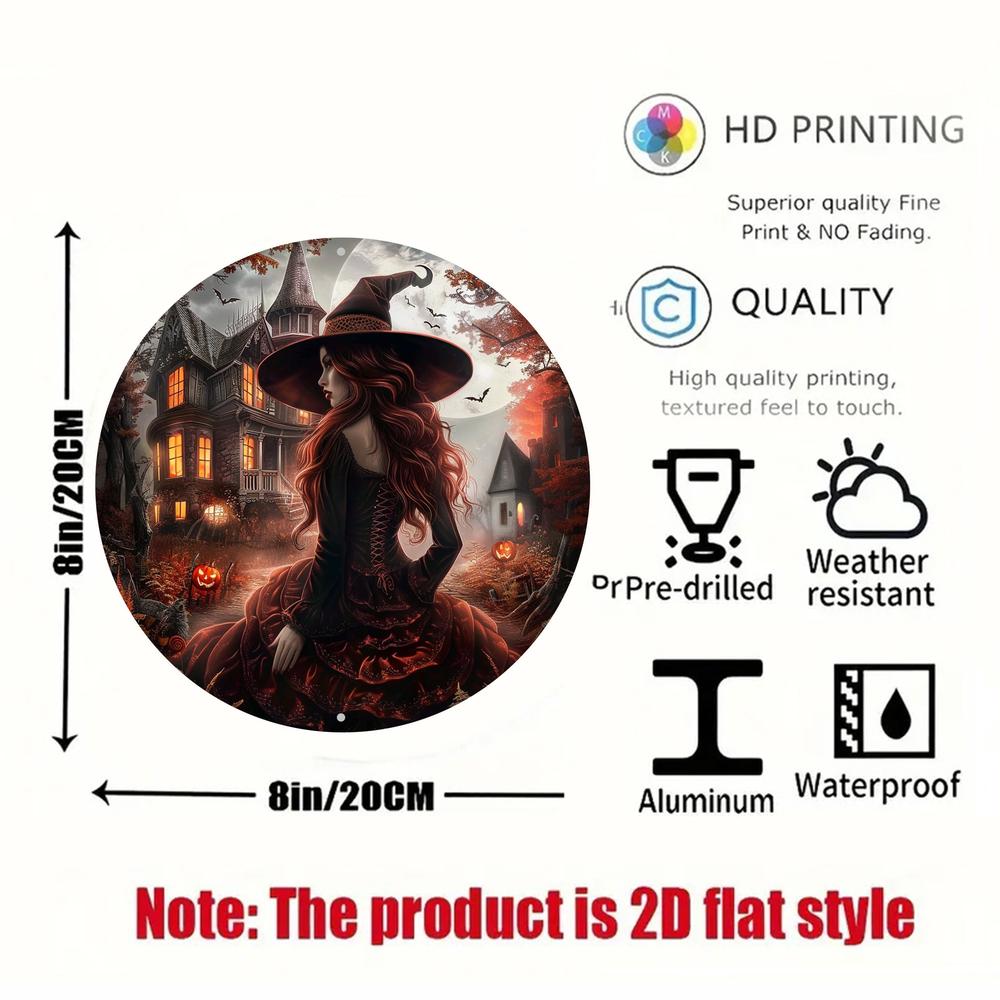 Castle and Witch Wall Art Gothic Metal Sign For Halloween Witchy Wall Decor-MoonChildWorld