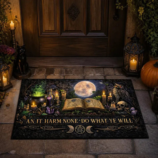 Witchcraft Spell Book Doormat – Occult Pagan Welcome Mat for Gothic Home_mockup_1.webp