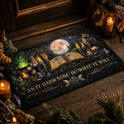 Witchcraft Spell Book Doormat – Occult Pagan Welcome Mat for Gothic Home_mockup_2.webp