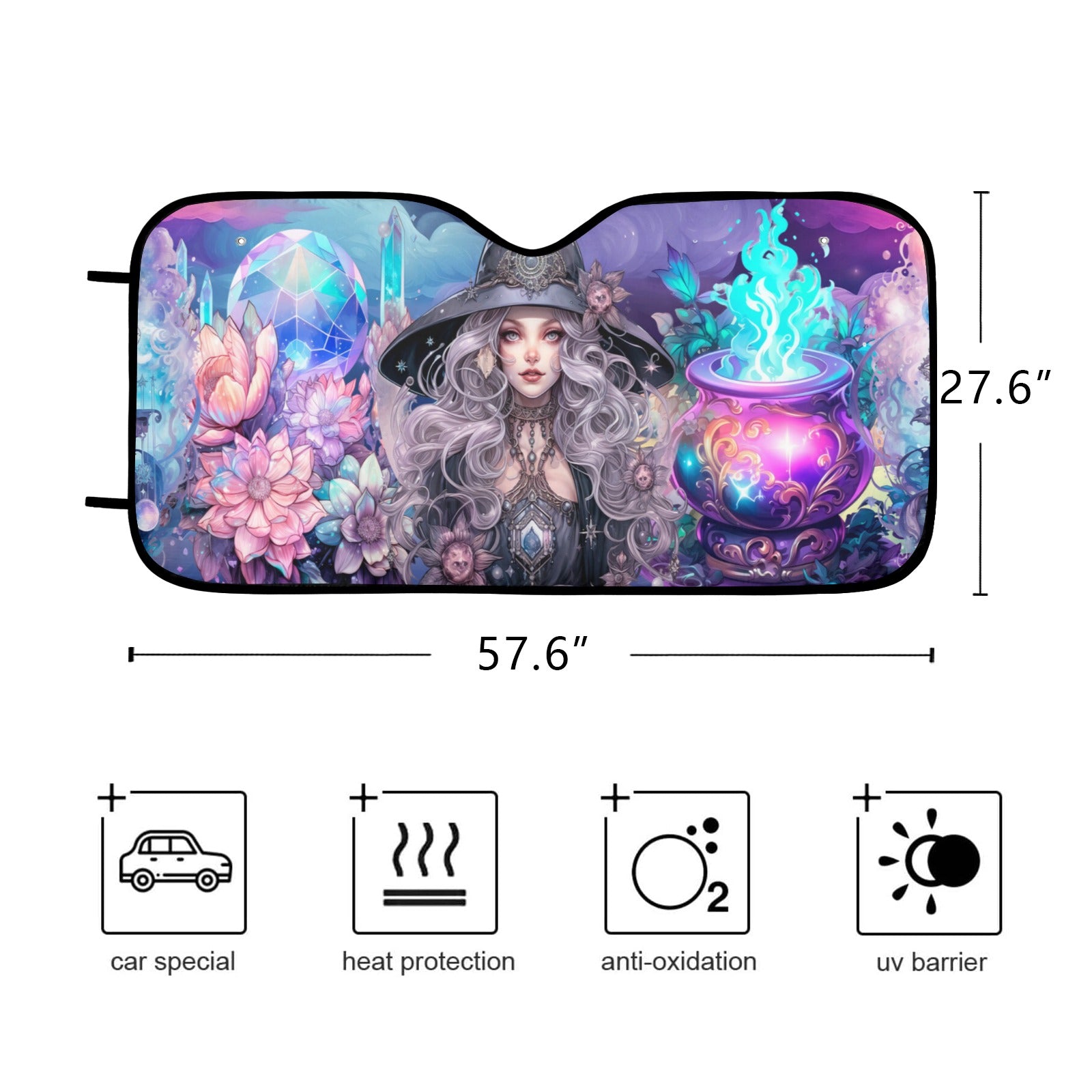 Cauldron Witch Halloween Car Sun Shade-MoonChildWorld