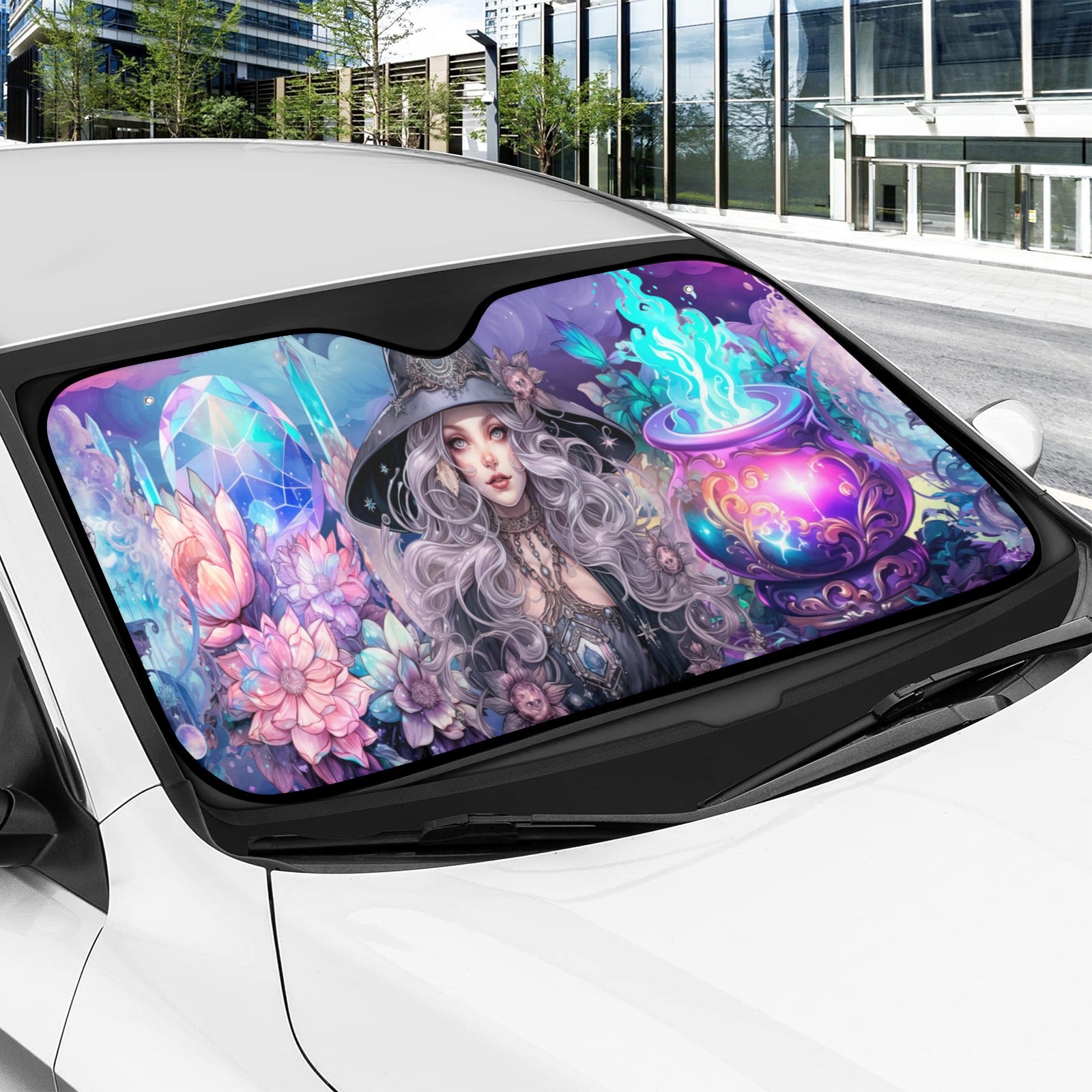 Cauldron Witch Halloween Car Sun Shade-MoonChildWorld