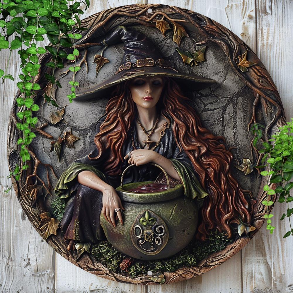 Cauldron Witch Wall Art Witchcraft Metal Sign For Halloween Witchy Wall Decor-MoonChildWorld